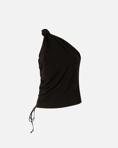 Pinko - One-shoulder Top With Knot Detail - Xs In Black