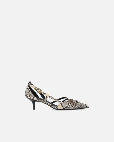 Pinko - Pumps With Python Print And Jewel Studs - 41 In Gray