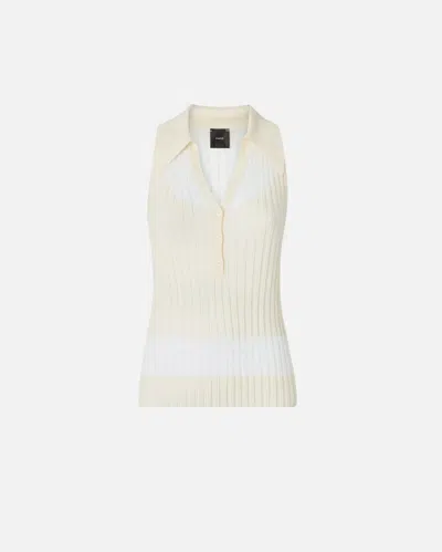 Pinko - Ribbed Polo Tank Top - S In White