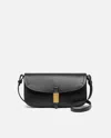 Pinko Flat Vitello Leather Saddle Bag In Black