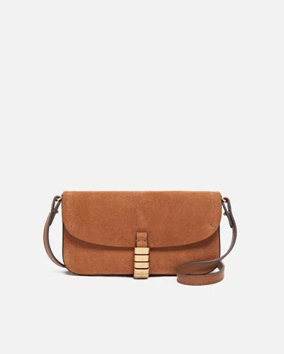 Pinko - Saddle Flat Medium Shoulder Bag In Suede In Brown