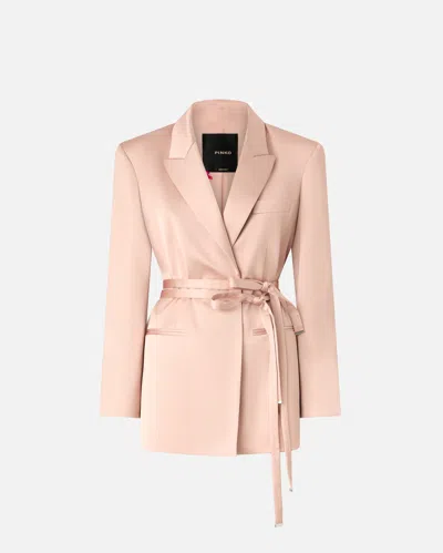 Pinko Belted Wrap Jacket In Neutral