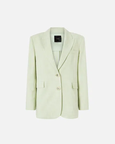 Pinko Flap Pocket Button Fastening Long Sleeve Jacket With Peaked Lapels In Green