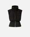 Pinko Sleeveless Drawstring Down Jacket In Black