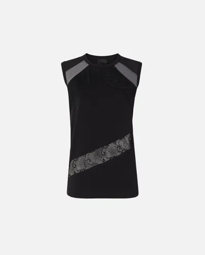 Pinko - Sleeveless Top With Lace Details - Xxl In Black