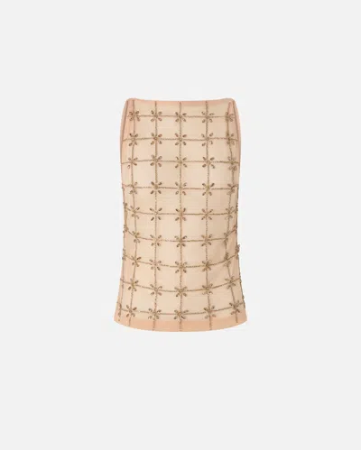 Pinko - Sleeveless Tulle Top With Crystals - 46