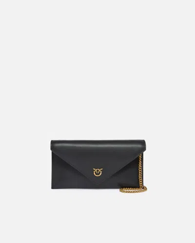 Pinko - Petite Pochette Enveloppe En Cuir Lisse À Logo Love Birds In Black