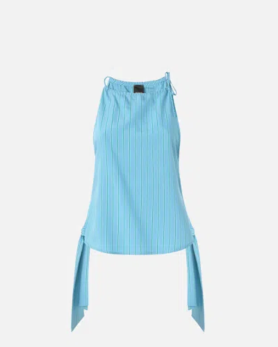 Pinko - Striped Top With Thin Shoulder Straps And Bows - Xl In Green