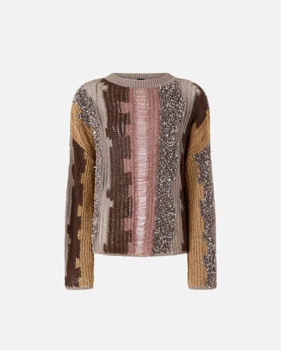 Pinko - Sweater With Inlays In Contrasting Yarn - Xs In Multi