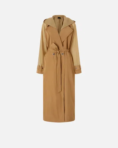 Pinko - Trench Coat With Sheer Inserts - M In Brown