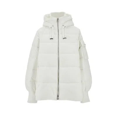 Pinko -line Down Jacket With Logo Patch In White