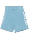 Pinko Light Blue Shorts With Elastic Waist And Logo Print On The Legs In Cotton Woman
