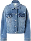 Pinko Denim Jacket Distressed Flap Pockets