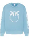 Pinko 'mindelo' Light Blue Sweatshirt With Logo Print On The Front And Sleeves