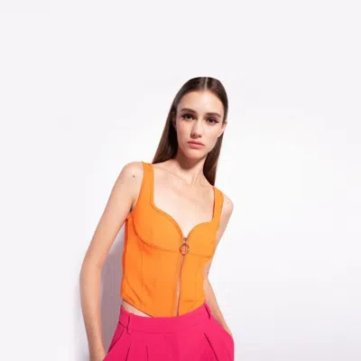 Pinko Woman Top Orange Size 8 Polyamide, Viscose, Elastane