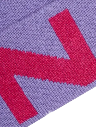 Pinko 101507 Colorblock Wool-cashmere Beanie In Purple