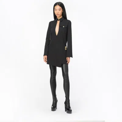 Pinko Arcanine Abito Front Keyhole Wrap Dress In Black