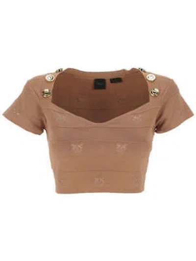 Pre-owned Pinko 102882 Woman Brown T-shirt And Polo 100% Original