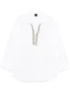 Pinko Button-up White Shirt With Intricate Embellishments In White