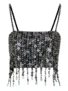 Pinko Crop Top With Sequins And Crystals In Black