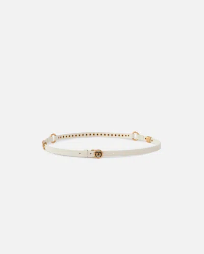 Pinko 1.2 Cm Leather Studded Belt In White