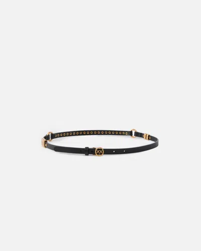 Pinko 1.2 Cm Leather Studded Belt In Black