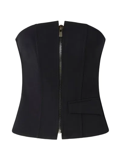 Pinko Women Dark Blue Strapless Top In Black