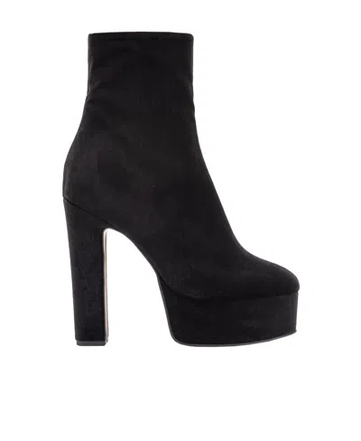 Pinko 135mm Suede Platform Ankle Boots In Black