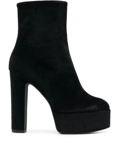 Pinko 135mm Suede Platform Ankle Boots In Black