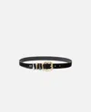 Pinko Logo Buckle Leather Adjustable Belt In Black