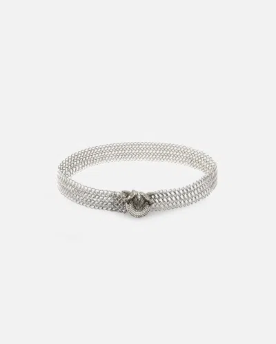 Pinko 2.5 Cm Metallic Mesh Belt With Rhinestone Buckle