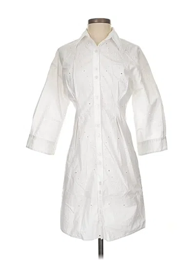Pre-owned Pinko 3/4 Sleeve Button Down Shirt In White