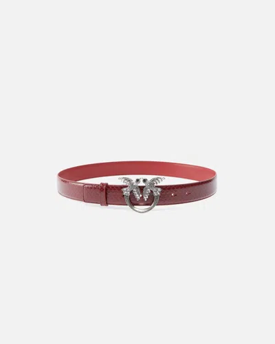 Pinko 3cm Glossy Python Leather Belt  Galleria. In Cuir De Cordoue-vieil Argent