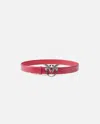 Pinko Galleria 3-cm Belt In Glossy Python Skin In Pink