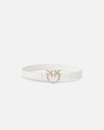 Pinko 3cm Leather Belt With Bird Buckle  Galleria. In Faded Sand Beige-light Gold