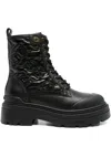 Pinko 50mm Quilted Lace-up Boots In Black