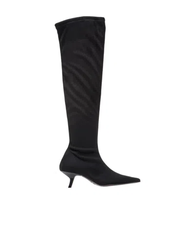 Pinko 65mm Knee-high Suede Boots In Black