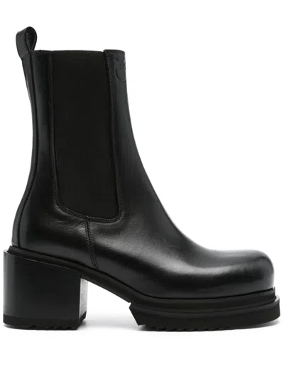 Pinko 70mm Metallic-effect Leather Boots In Schwarz