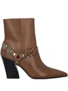 Pinko 85mm Leather Boots In Brown