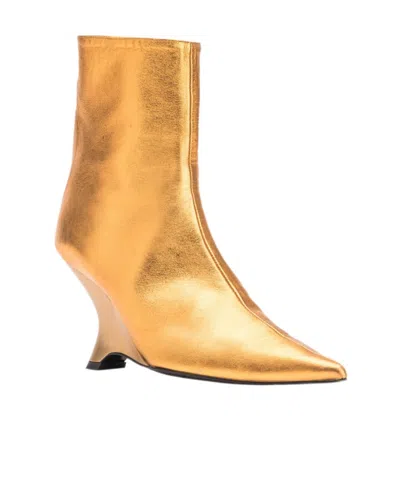 Pinko 90mm Leather Ankle Boots In Yellow