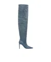 Pinko 90mm Thigh-high Denim Boots In Blue