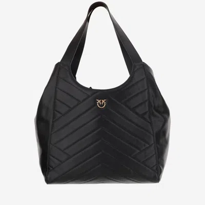Pinko Black Leather Totes