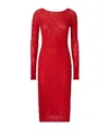 Pinko Slim-fitting Lace Dress With Open Back In Red