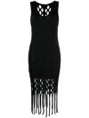 Pinko Kill Bill Mesh Fringe Mini Dress In Nero