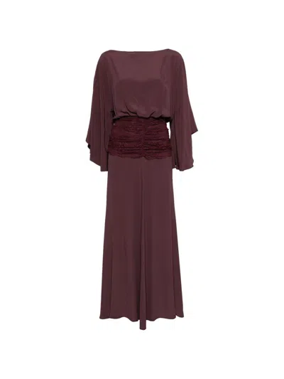 Pinko Abito Lungo Radicchio Con Ricamo In Pizzo In Vita  In Burgundy