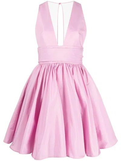 Pinko Ruffle-hem V-neck Minidress In Pink