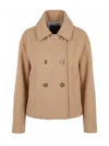 Pinko Double-breasted Cropped Coat In Neutral