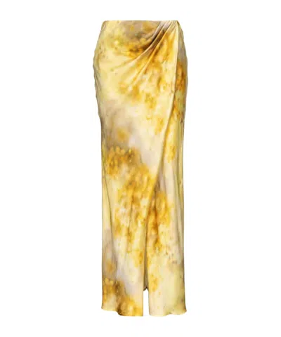 Pinko Woman Maxi Skirt Yellow Size 6 Viscose
