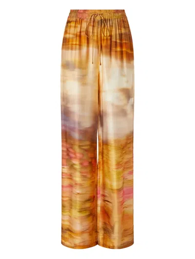 PINKO ABSTRACT-PRINT DRAWSTRING TROUSERS