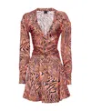 Pinko Abstract-print Flared Shirt Minidress In Multicolor